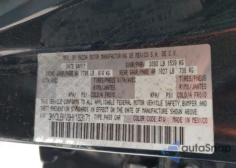 2017 Toyota Yaris Ia из США, поврежденный, VIN 3MYDLBYV8HY183171